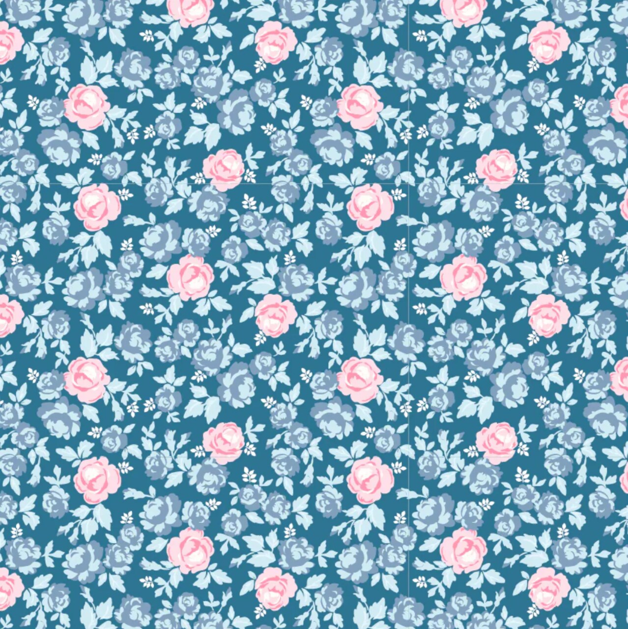 Fabric Poppie Cotton Denim Regency Elise by the Quarter Yard EE25514